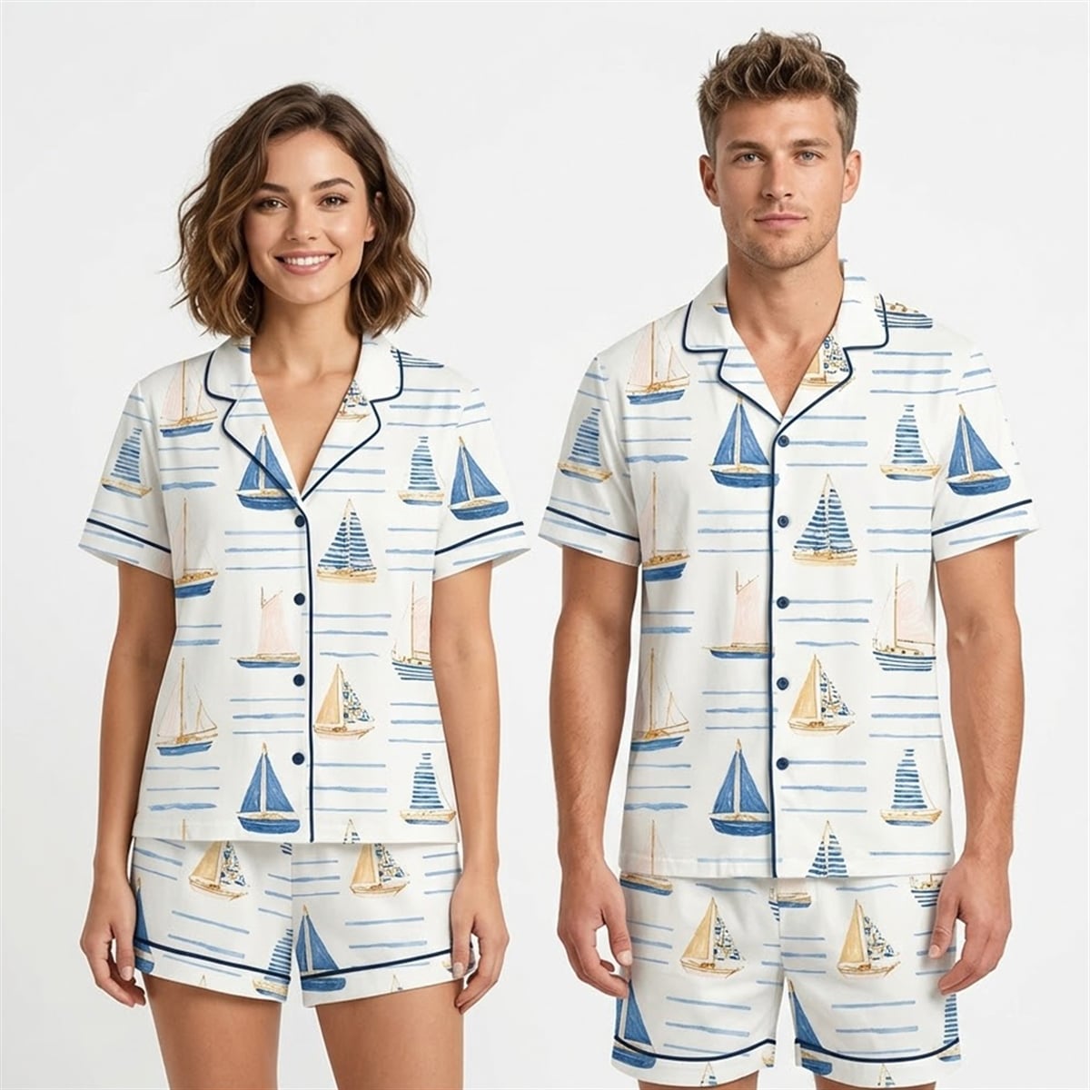 Sailboat Stripe Nautical Coastal Pajama Set 3 Sailboat Stripe Nautical Coastal Pajama Set 3