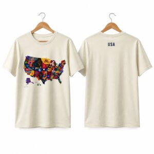 1 2026 USA Football College Teams Map Shirt