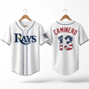TB Rays Caminero Celebrating USA 250 4th of July Jersey 0