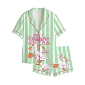 Funny Halloween Just A Spooky Goose Pajama Set 1