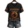 2026 Halloween Assuming I'm Just An Old Lady Was Your First Mistake V neck Shirt 5 2026 Halloween Assuming Im Just An Old Lady Was Your First Mistake V neck Shirt 1