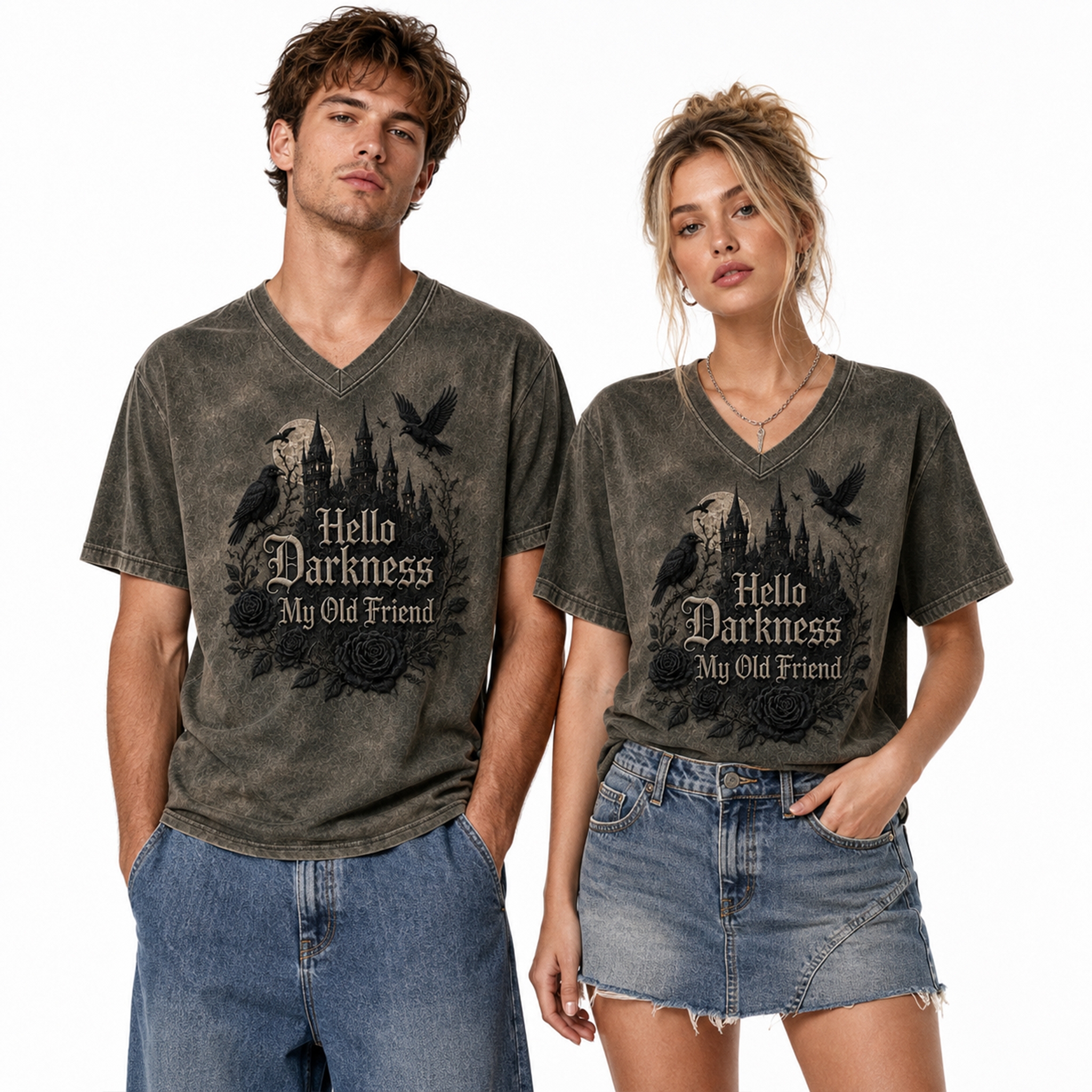 2026 Halloween Hello Darkness My Old Friend V neck Shirt 2 2026 Halloween Hello Darkness My Old Friend V neck Shirt 2