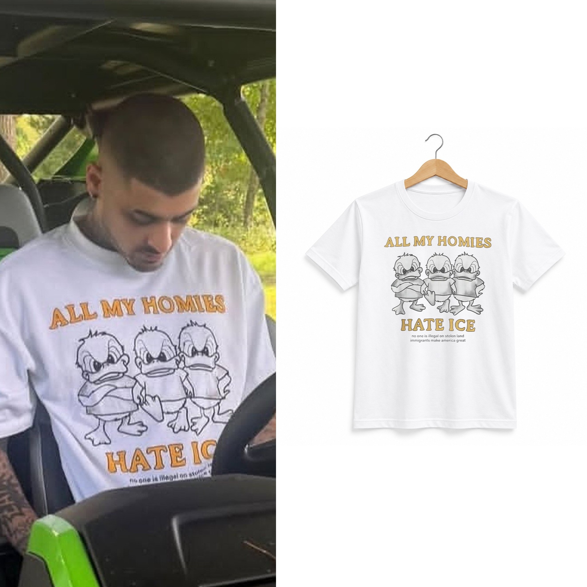 6 Zayn Malik All My Homies Hate ICE Duck Shirt 6 Zayn Malik All My Homies Hate ICE Duck Shirt