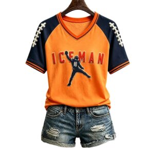 2026 Chicago Football Ice Man V neck Shirt 1