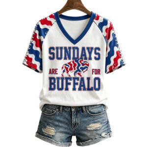 2026 Buffalo Football Sundays Are For Buffalo V Neck Shirt 1