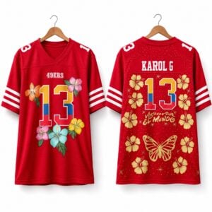 SF 49ers Karol G Viajando Por El Mundo 2026 Jersey 1
