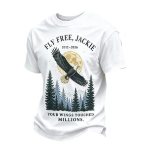 Mens Fly Free Jackie 2012 2026 Your Wings Touched Millions Print Short Sleeve T Shirt 1