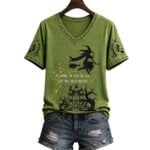 Women's 2026 Halloween Witch Assuming I'm Just An Old Lady Was Your First Mistake Print V Neck Shirt