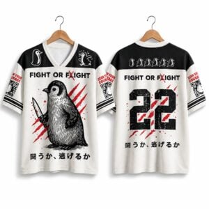 Woodblock Penguin Fight Or Flight Jersey 1