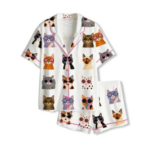 Retro Cool Cats Sunglasses Groovy Cat Mom Pajama Set 1