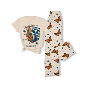Jesus Makes Things New Revelation Christian Butterfly Casual Pajama Set 1