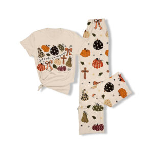 God Is Faithful In Every Season Fall Pumpkin Christian Pajama Set 1