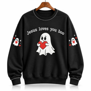 2026 Halloween Jesus Loves You Boo Sweatshirt 2