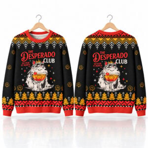 2026 The Desperado Club So Fun It Hurts Cat Ugly Christmas Sweater 1