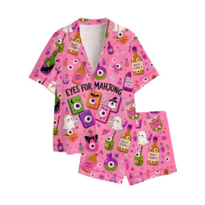 Eyes For Mahjong Halloween Spooky Ghost Potion Cocktail Pajama Set 1