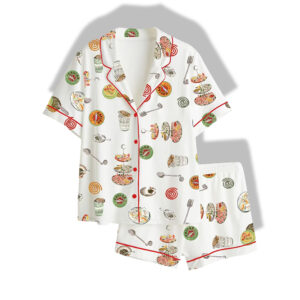 Caviar Art Print Short Sleeve Pajama Set 1
