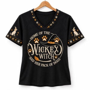 Home Of The Wicked Witch And Her Pack Of Dogs V neck Shirt 2026 Halloween 1