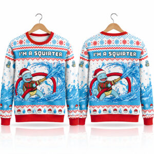 2026 Squirtle I'm a Squirter Pokemon Ugly Christmas Sweater 1