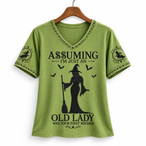 Assuming Im Just An Old Lady Was Your First Mistake V neck Shirt 2026 Halloween 0