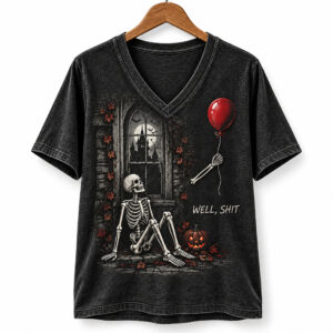 Skull Well Shit V neck Shirt 2026 Halloween 1
