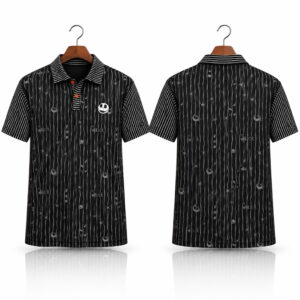 Jack Skellington Spooky Pinstripe 2026 Halloween Polo Shirt 1
