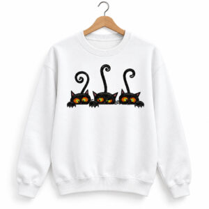 2026 Halloween Black Cat Print Sweatshirt 1