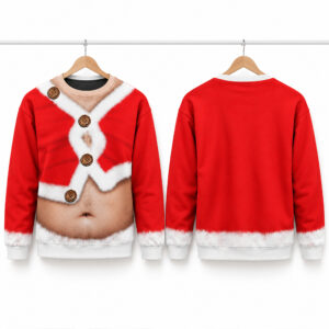 2026 Hairy Santa Belly Ugly Christmas Sweater 1