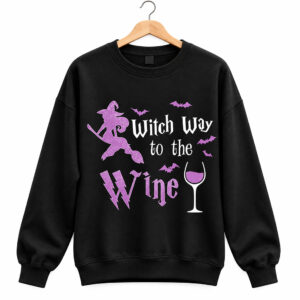 2026 Halloween Witch Way To The Wine Sweatshirt 1