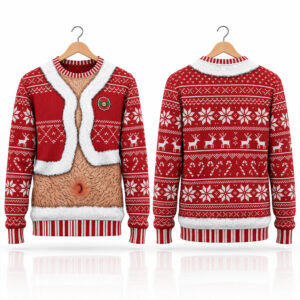 2026 Hairy Chest Reindeer Ugly Sweater Christmas 1