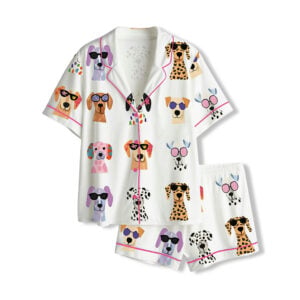 Cute Dog Colorful Puppy Dog Lover Pajama Set 1