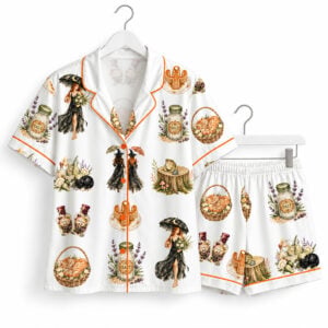 2026 Halloween Midnight Margaritas Witch Botanical Pajama Set 1