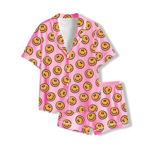 Pink Smiley Face Pajama Set 1