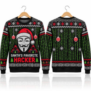 2026 Santa's Favorite Hacker Ugly Christmas Sweater 1
