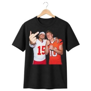 1 Denver Bo Nix And Patrick Mahomes Middle Finger Shirt 1