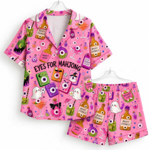 2026 Halloween Eyes For Mahjong Spooky Ghost Potion Cocktail Pajama Set 1