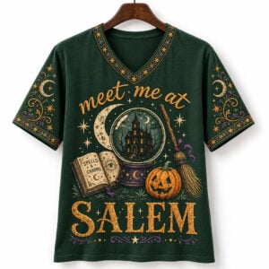 2026 Halloween Meet Me At Salem V neck Shirt 1