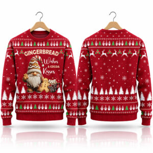 2026 Cute Gingerbread Gnome Ugly Xmas Sweater 1