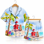 2026 Beach Tropical Christmas Santa Claus With Dog Pajama Set