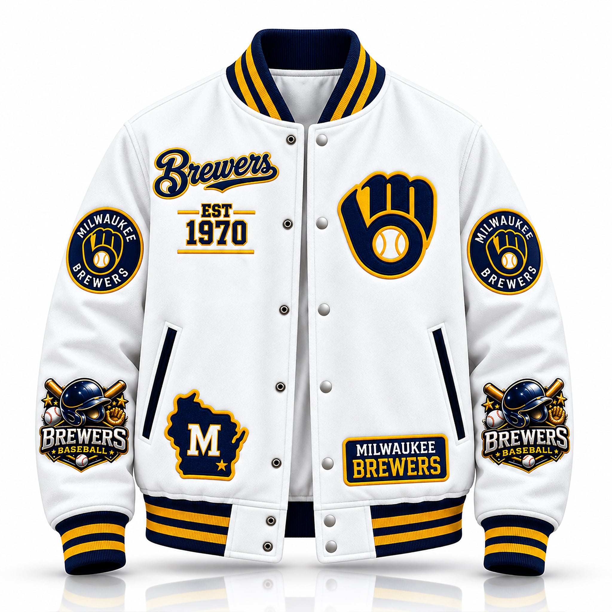 2026 Brewers Baseball EST 1970 Baseball Jacket 1 2026 Brewers Baseball EST 1970 Baseball Jacket 1