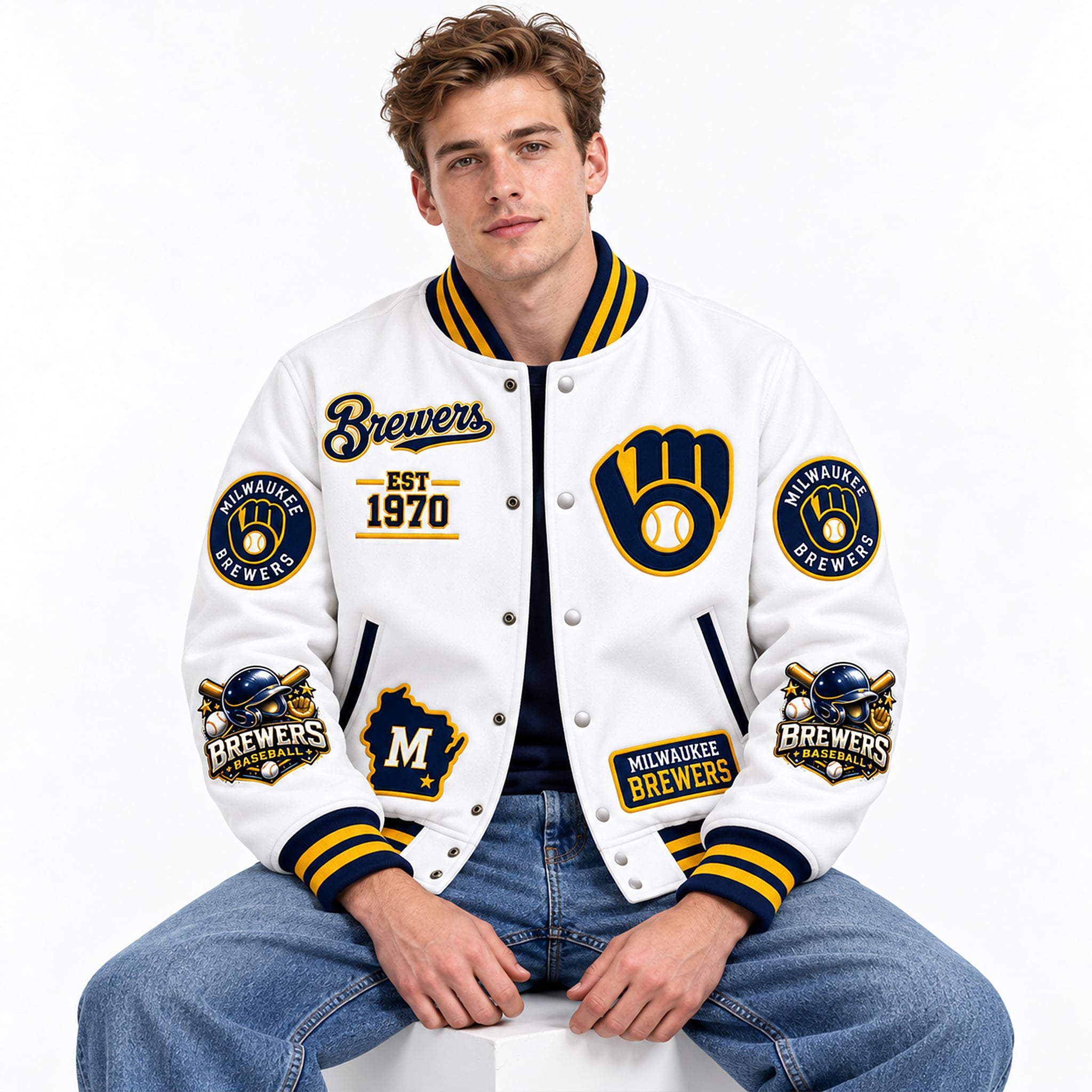 2026 Brewers Baseball EST 1970 Baseball Jacket 2 2026 Brewers Baseball EST 1970 Baseball Jacket 2