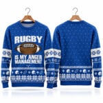 2026 Christmas Rugby Is My Anger Management Ugly Sweater
