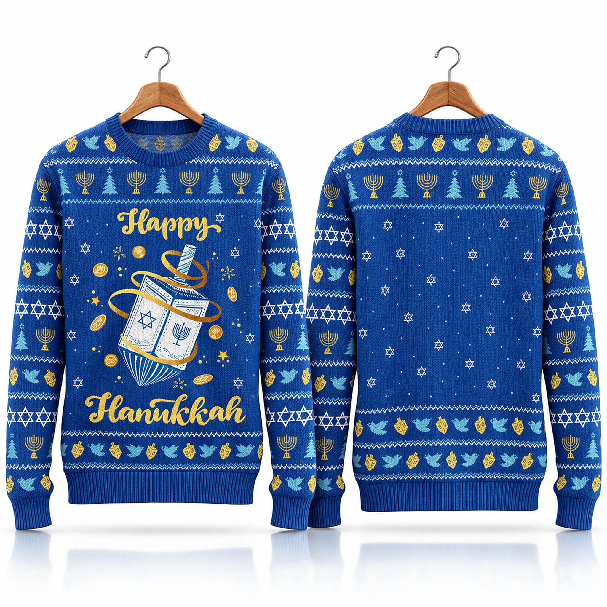 2026 Happy Hanukkah Dreidel Ugly Sweater 1 2026 Happy Hanukkah Dreidel Ugly Sweater 1