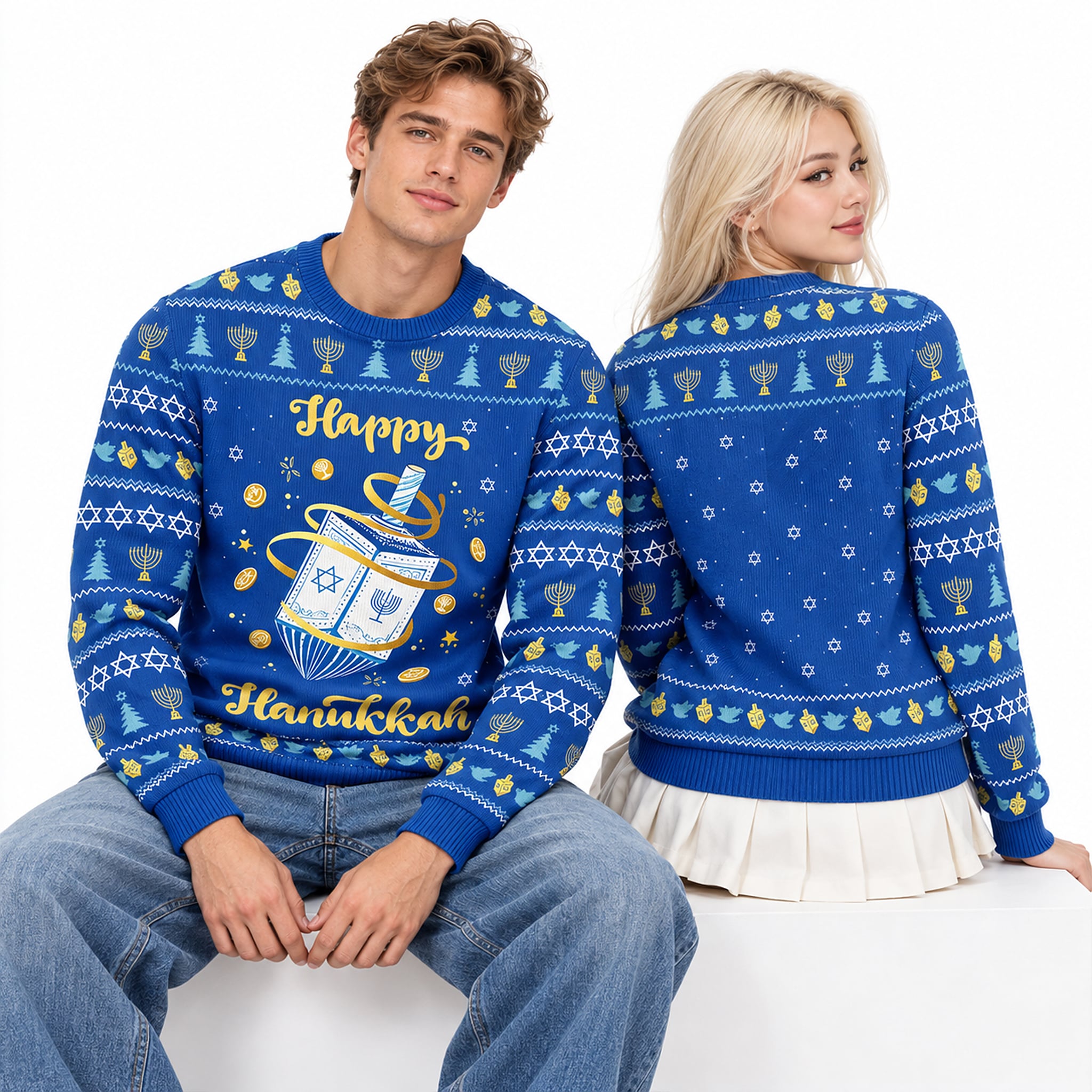 2026 Happy Hanukkah Dreidel Ugly Sweater 2 2026 Happy Hanukkah Dreidel Ugly Sweater 2