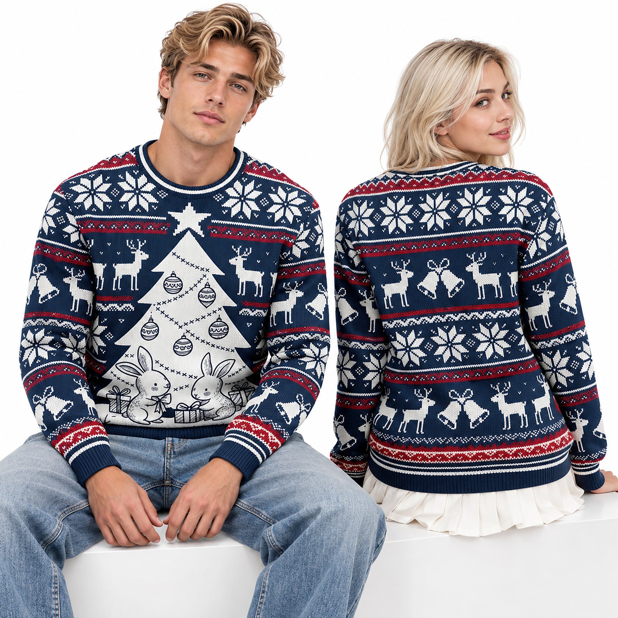 2026 Rabbit Vintage Tree Gifts Ugly Christmas Sweater 2 2026 Rabbit Vintage Tree Gifts Ugly Christmas Sweater 2