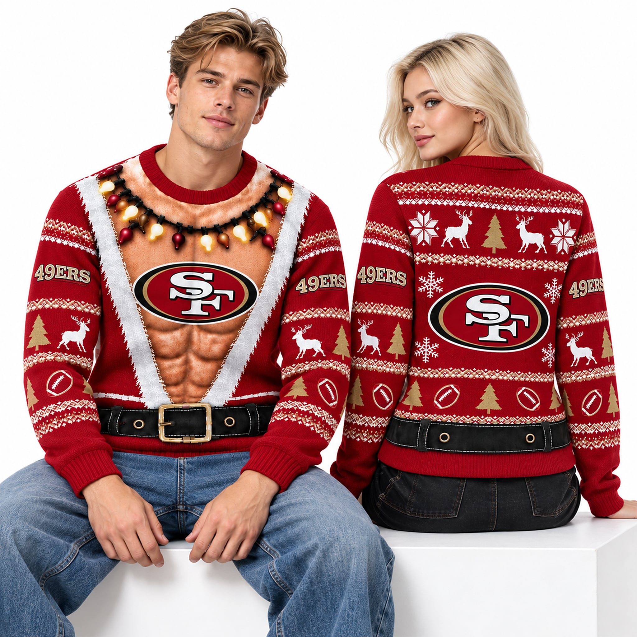 2026 SF 49ers Funny Body Ugly Christmas Sweater 2 2026 SF 49ers Funny Body Ugly Christmas Sweater 2