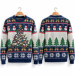2026 Snowman Colorful Tree Ugly Christmas Sweater