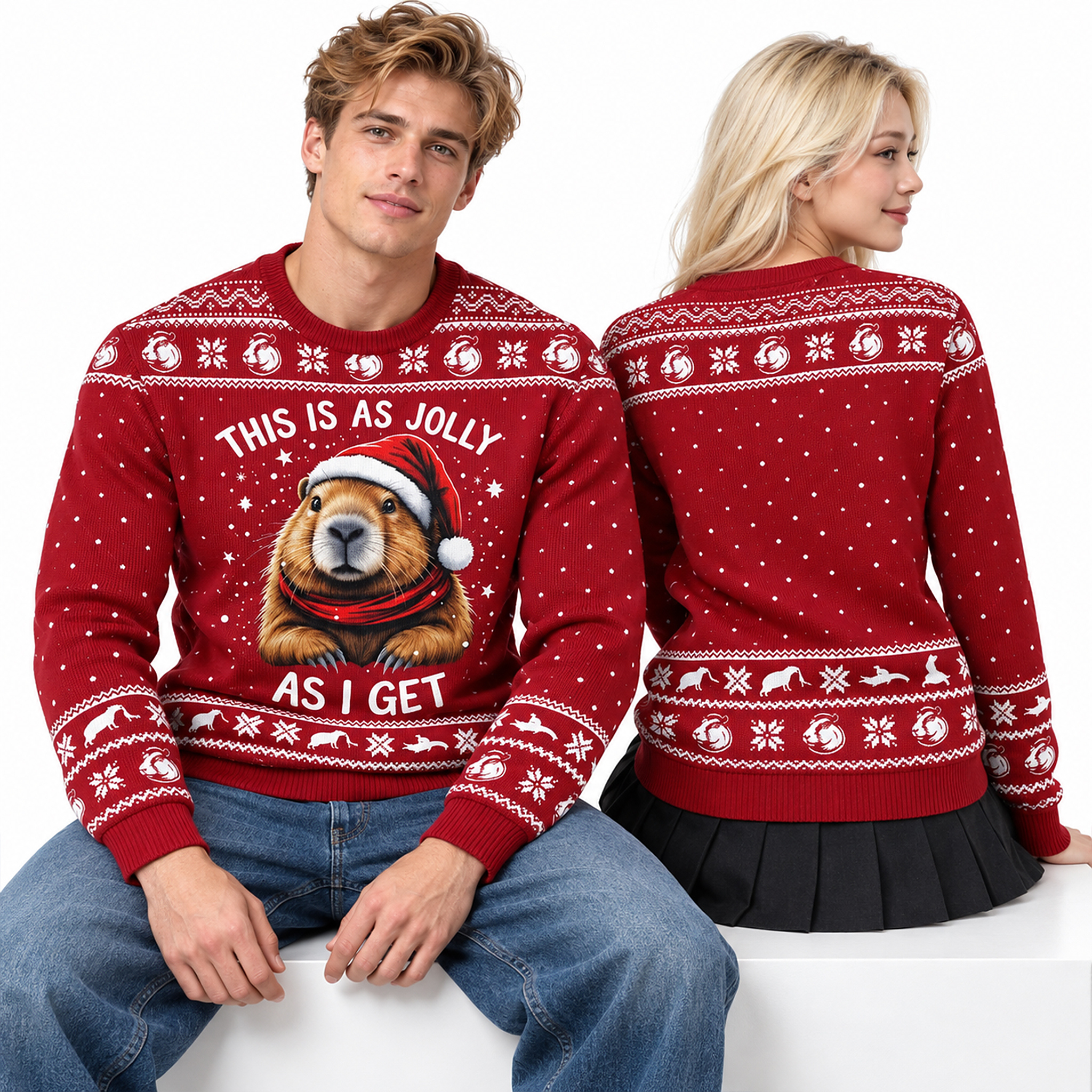 2026 This Is A Jolly As I Get Capybara Santa Ugly Christmas Sweater 1 2 2026 This Is A Jolly As I Get Capybara Santa Ugly Christmas Sweater 1 2