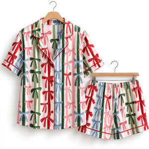 Christmas Bow Coquette Holiday Pajama Set 1