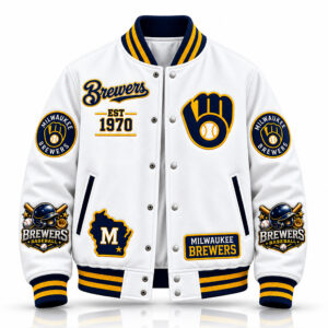 2026 Brewers Baseball EST 1970 Baseball Jacket 1