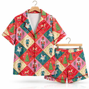 2026 Christmas Holiday Nutcracker Ballet Sugar Plum Soldier Harlequin Pajama Set 1